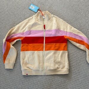 NWT LEGO x Target Adult Size Small Zip-Up Sweatshirt Cream Striped Colorblock